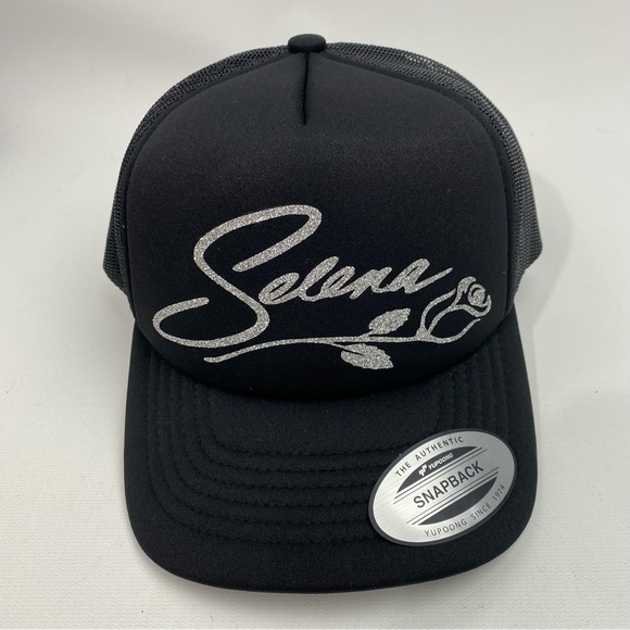 Selena Foam Trucker Style Mesh Snapback Hat Cap Glitter Vintage - Picture 4 of 5